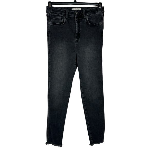 Free People SZ 30 Skinny Jeans Stretch Hi-Rise Frayed Hem We the Free Black Wash - Picture 1 of 11